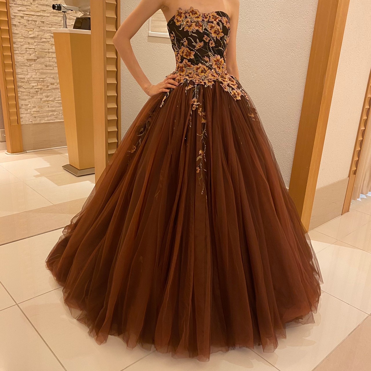 ☆ISAMUMORITAブラウンチュールドレス♪ – ウエディングドレス[銀座